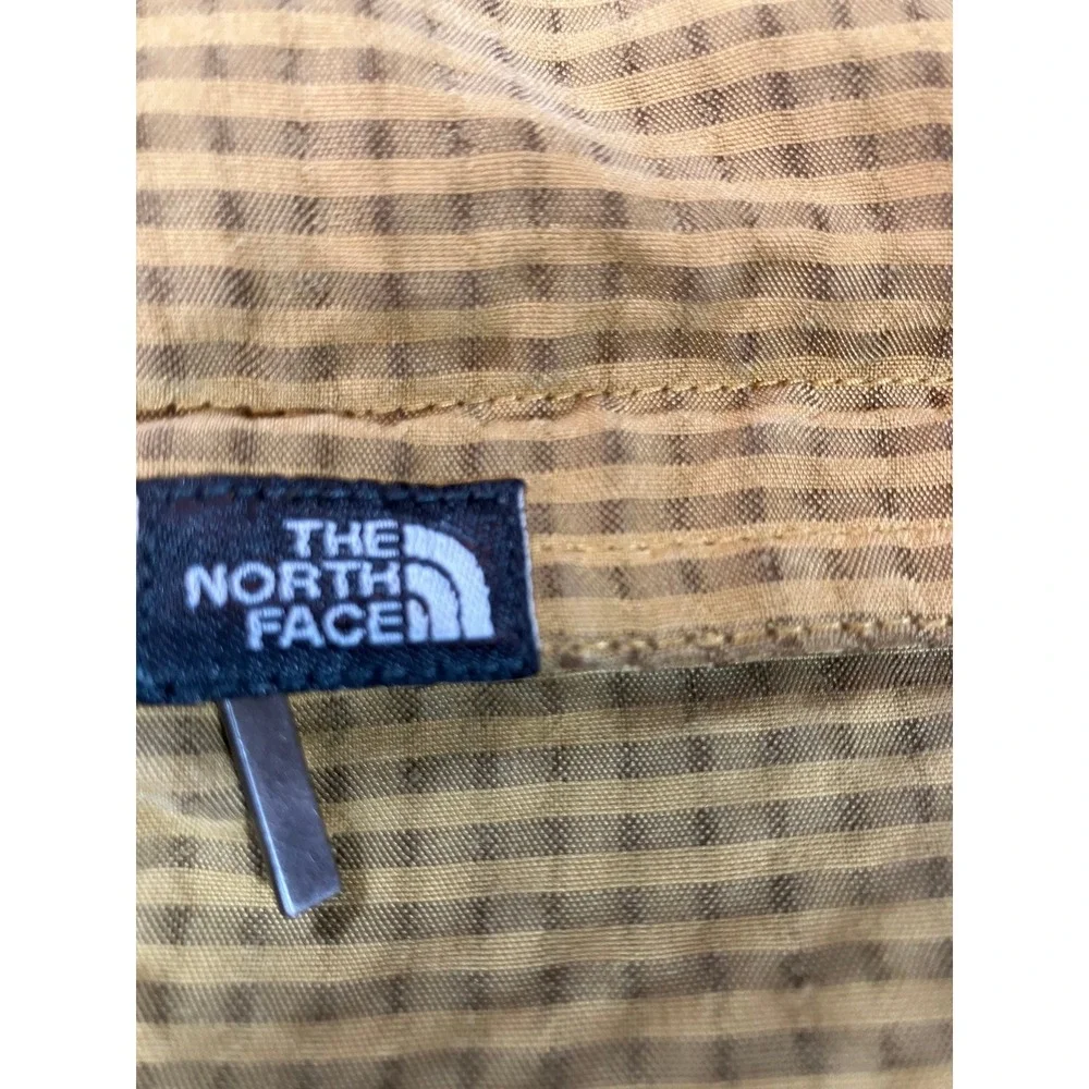The North Face Mens XL Checkered Yellow Brown Long Sleeve Button Up Hiking Shirt